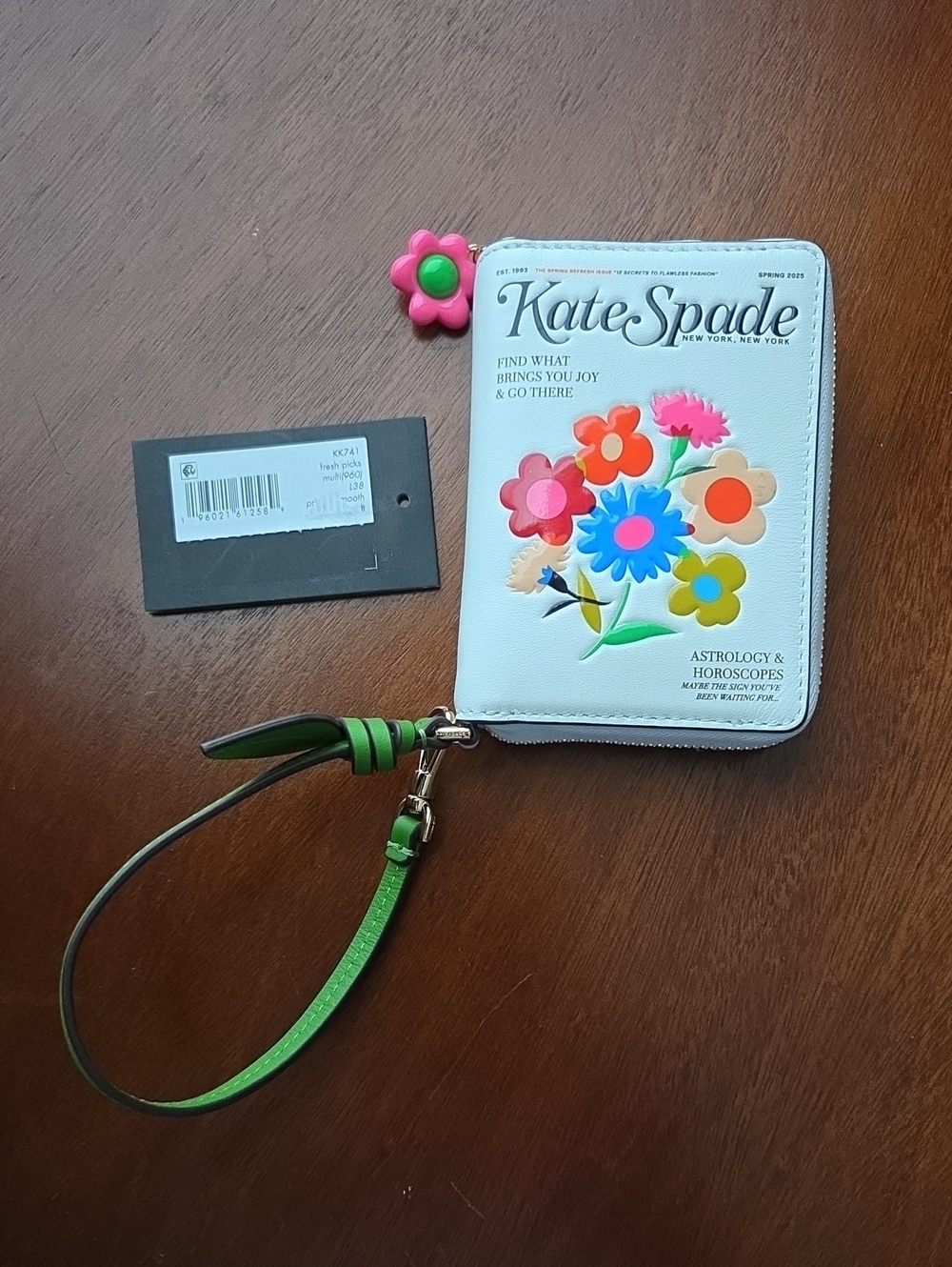 Kate Spade White Floral Wristlet with Bright Multicolor Blooms - Picture 1 of 4